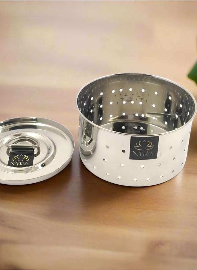 Nyra Kitchenware Stainless Steel Mould & Strainer with Top Press Lid - Image 1